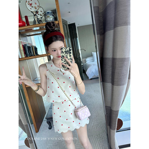 爱心刺绣亚麻套装2024年夏季