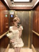 COOLLINE林子熙 缎面纯欲风连衣裙蕾丝花边公主裙 秀款 梦中 婚礼