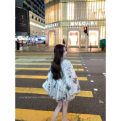 COOLLINE林子熙 绝美露丝私服印花温柔气质连衣裙宽松短裙夏