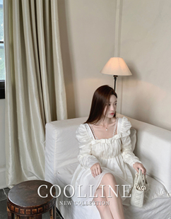 COOLLINE林子熙 仙气连衣裙气质短裙 天使禁猎区 重工方领泡泡袖