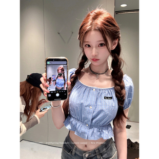 COOLLINE林子熙 MIU氧气少女  甜美格纹小衫