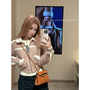 COOLLINE林子熙 coco小羊羔 泰迪羊羔绒时髦气质短款翻领外套上衣