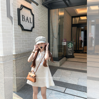 COOLLINE林子熙贵气白色连衣裙