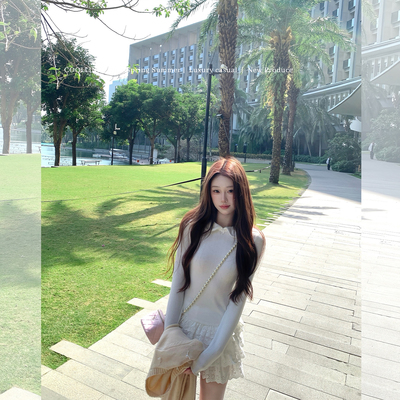 COOLLINE林子熙 女神的香气 元英同款娃娃领白色蛋糕裙连衣裙