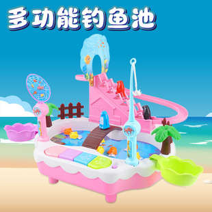 钓鱼磁悬浮企鹅爬楼梯磁悬浮滑滑梯磁性电动智力玩具宝宝新年礼物