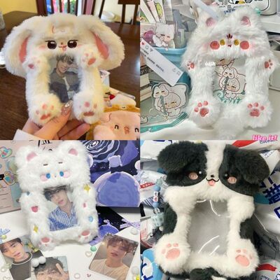 小红书周边卡套大耳朵兔子毛绒卡套校园卡公交卡保护套毛绒小熊