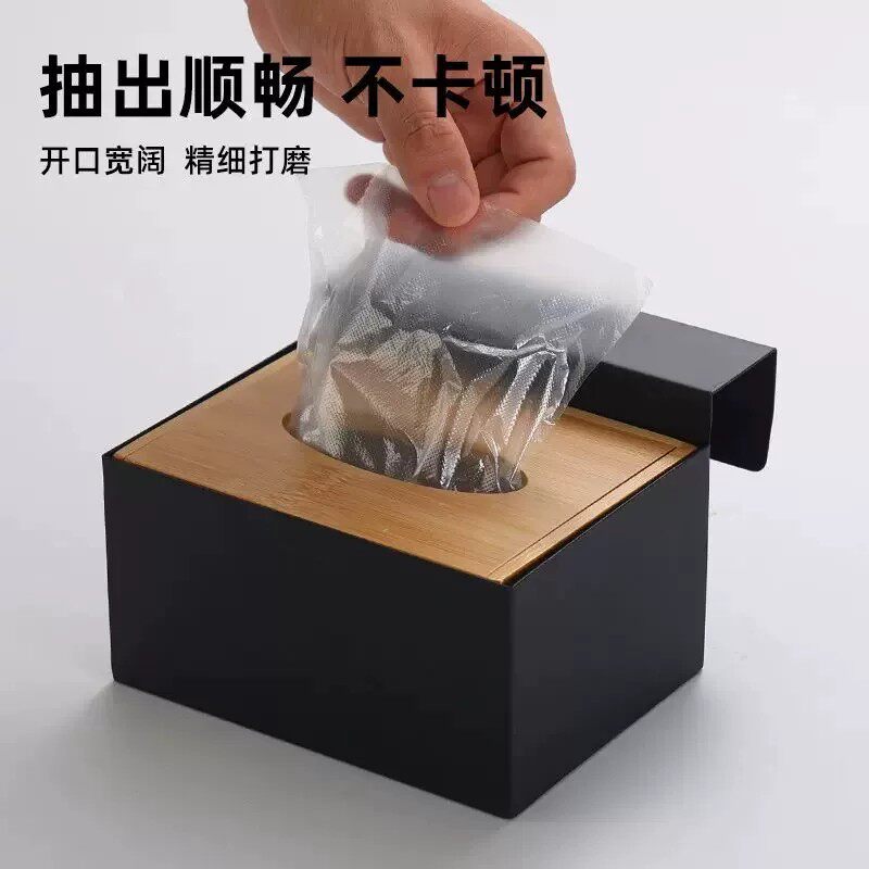 商超冷柜陈列一次性手套盒木盒垃圾桶套装猪肉熟食区货架挂式支架