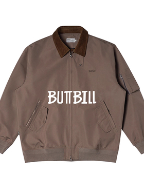 BUTTBILLTeflon三防 25SS日系复古拉链棒球服飞行夹克灯芯绒外套