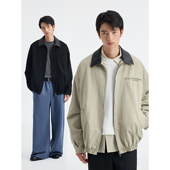 BUTTBILL 26SS酵洗复古翻皮领通勤宽松夹克拉链帆布工装 外套男女