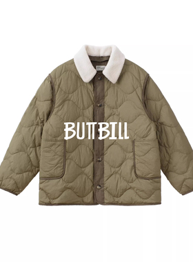 BUTTBILL24AW防泼水90白鸭羽绒服可拆卸毛领轻量开衫外套男情侣