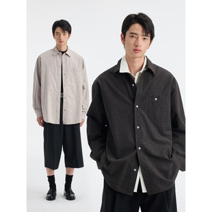 BUTTBILL 26SS色织长绒棉肌理感通勤宽松休闲衬衫长袖衬衣服外套