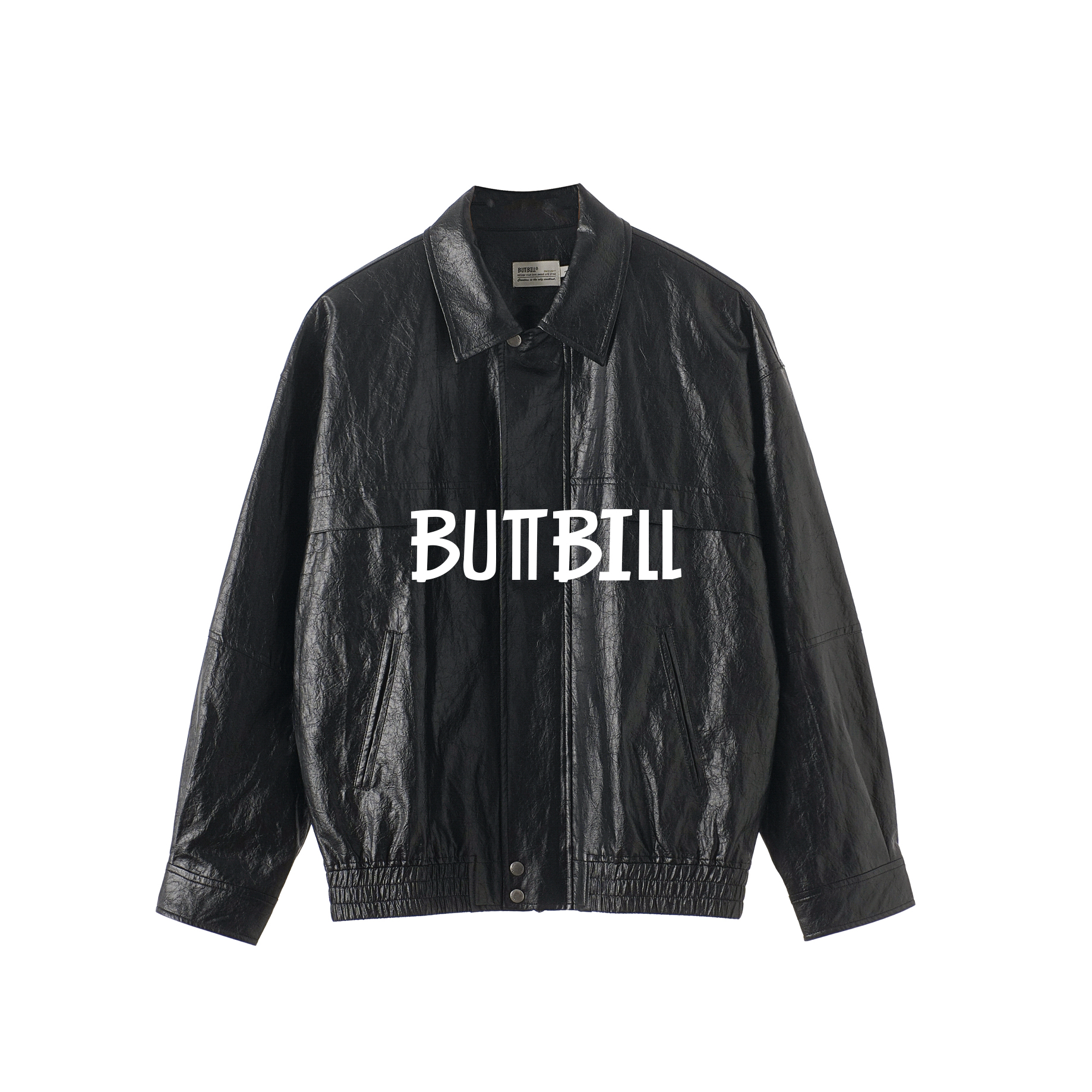 BUTTBILL25AW纸感做旧休闲通勤肌理感皮衣日系复古男女外套上衣