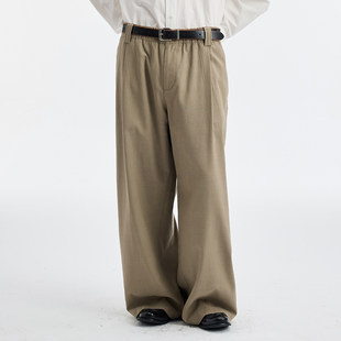 BUTTBILL 26SS复古莱赛尔棉麻阔腿垂感通勤宽松休闲长裤子男情侣