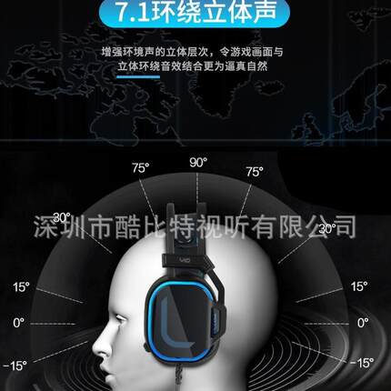 跨境网吧电竞头戴式游戏耳机七彩RGB灯USB7.1声卡吃鸡笔记本耳麦