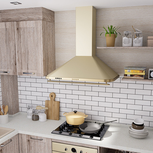 amka欧式 家用厨房顶吸白色奶油风烟机 抽油烟机燃气灶一套复古法式