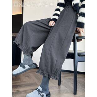 毛呢花苞灯笼八分裤女2025年秋冬季新款高腰显瘦小个子休闲阔腿裤