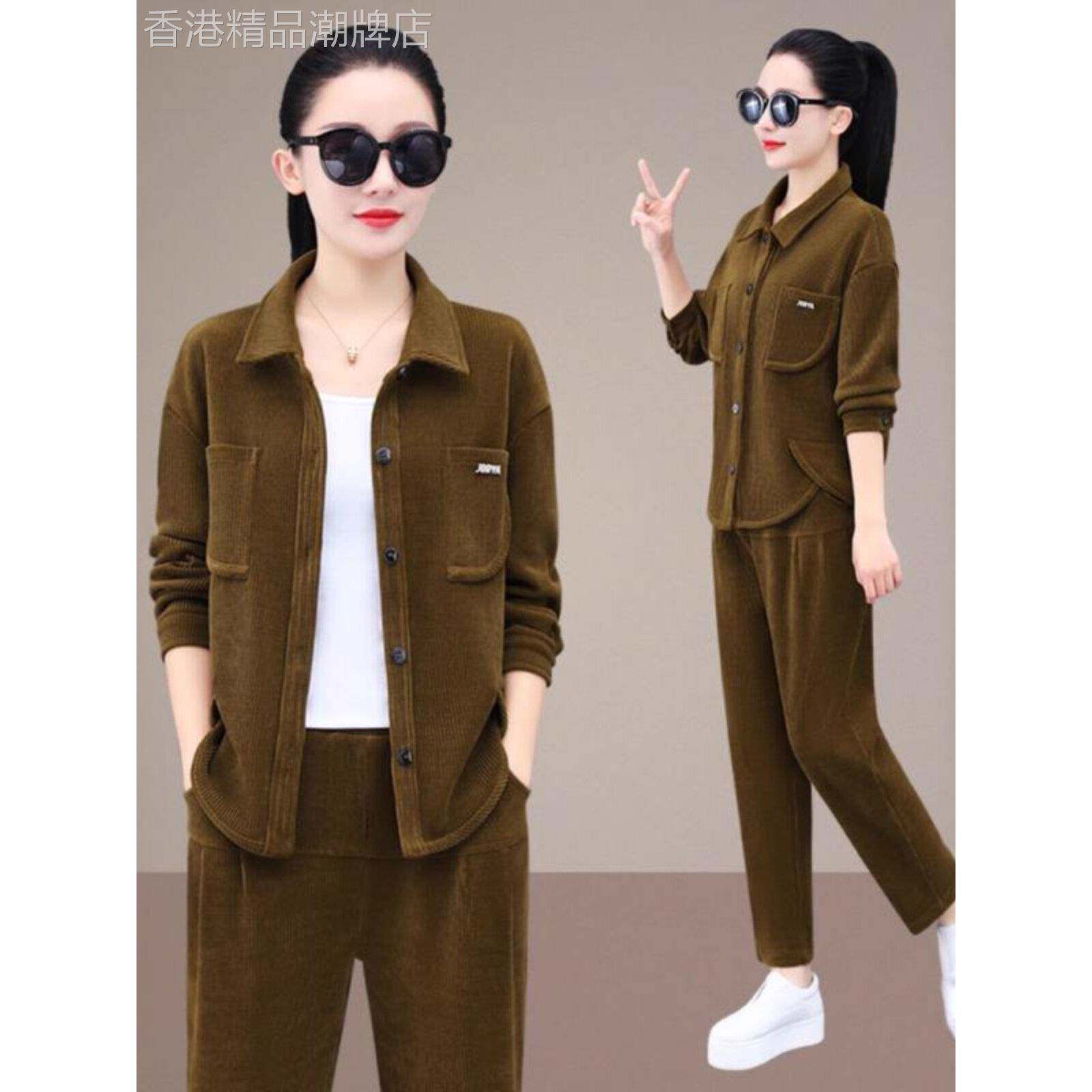 春秋季新款时尚开衫运动套装女2025年洋气卫衣妈妈装休闲服两件套
