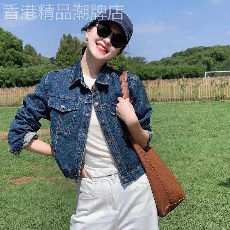 美式复古蓝色牛仔外套女秋季2025新款短款小个子韩系开衫夹克上衣