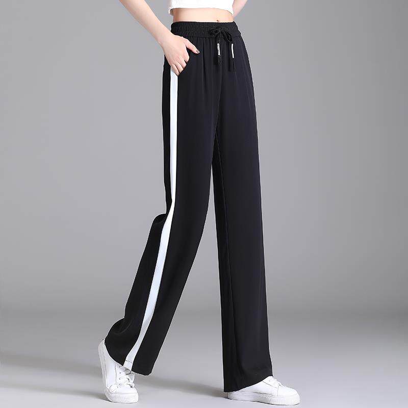 黑色阔腿裤子女装夏季2026年新款韩版直筒薄款运动休闲裤高腰长裤