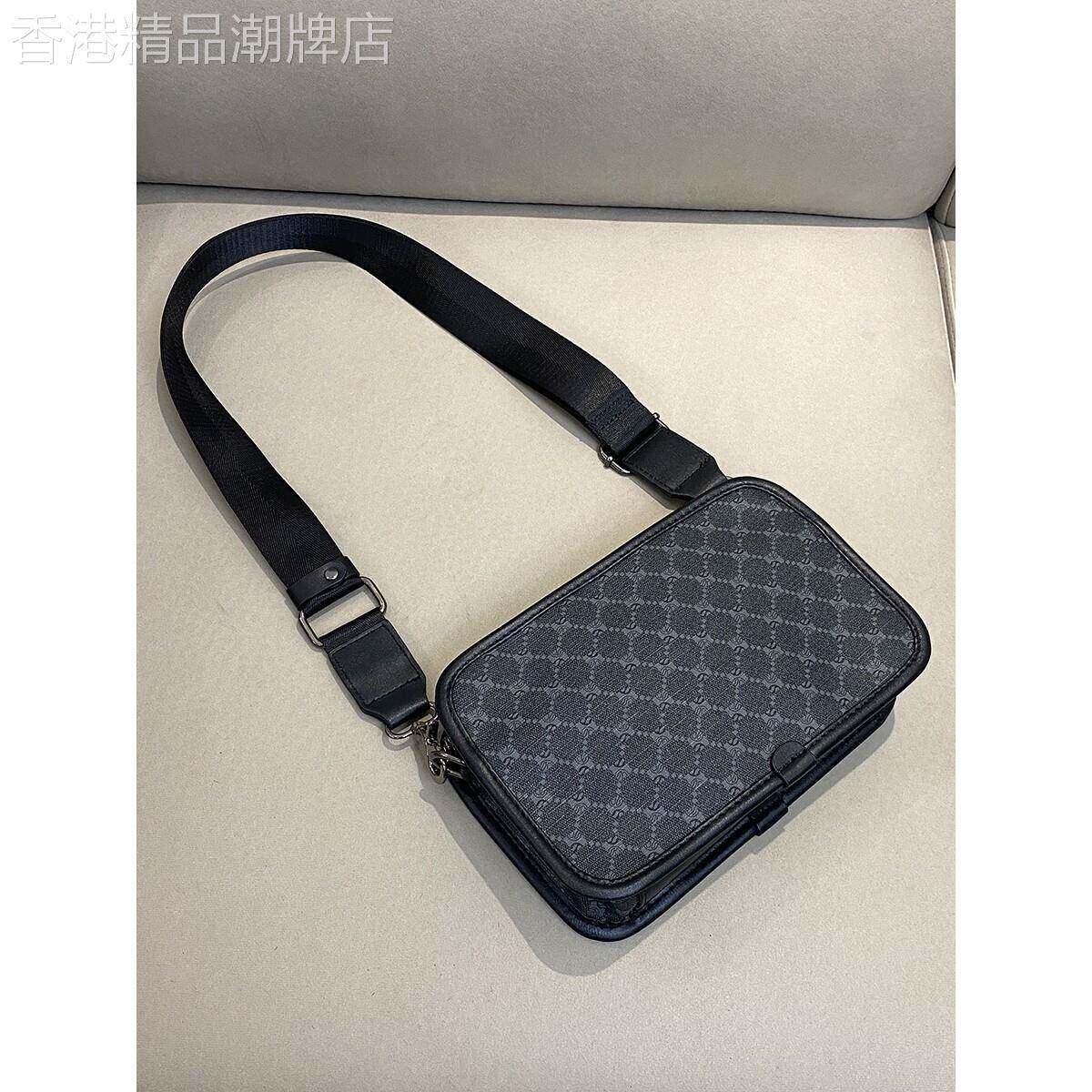 香港MK XK潮牌男士斜挎包韩版时尚单肩包百搭潮流休闲包男小方包