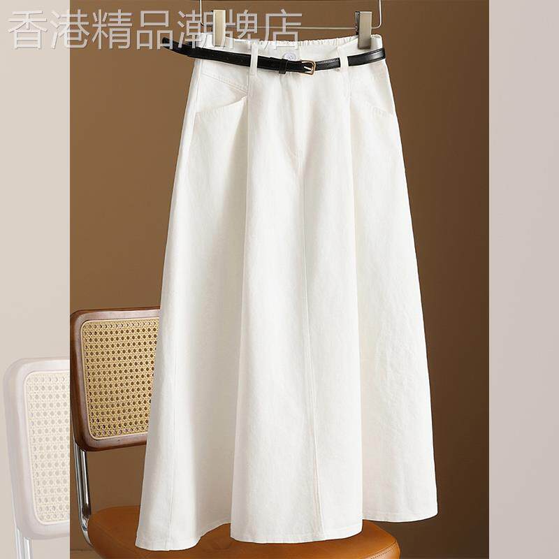 法式垂感a字裙白色高级感夏季新款女半身裙超好看优雅设计感口袋