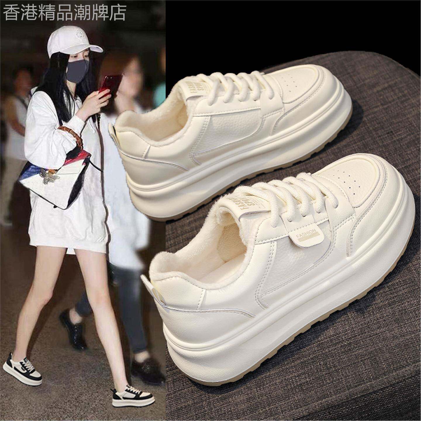 香港厚底熊猫板鞋皮面不累脚小白鞋女2025新款百搭软底休闲运动鞋