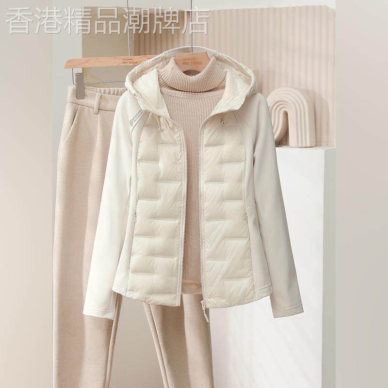 潮牌90白鹅绒轻薄羽绒服女冬新款小个子瑜伽运动内胆户外连帽外套