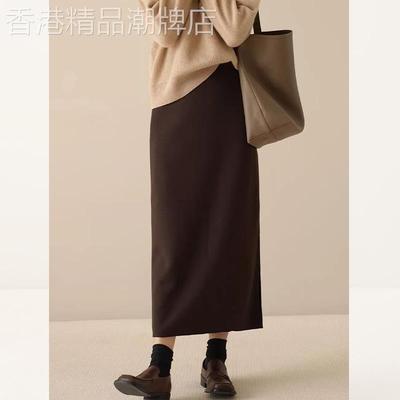 洋气一步裙气质侧开叉秋季新款女高腰小众直筒半身裙超好看小个子