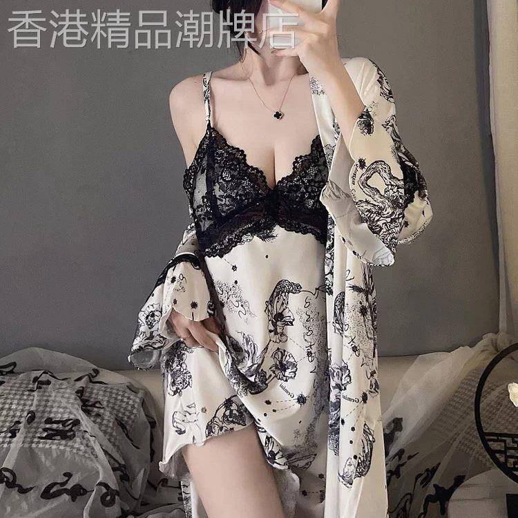 日系轻奢性感真丝睡衣女士中年露背吊带洋装春夏季新款睡裙睡袍