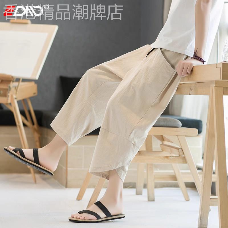 中国风亚麻休闲裤男士2026新款春秋男裤棉麻八分裤子男款夏季薄款