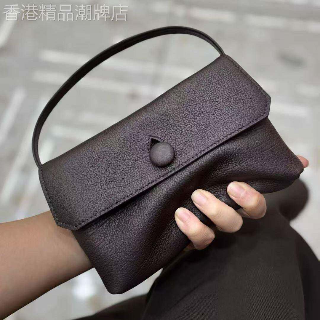 2026新款遛弯包休闲简约风头层牛皮手提包女钮扣小方包真皮手拎包