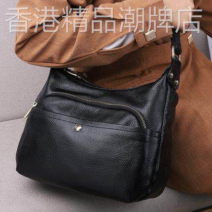 香港真皮女包新款头层牛皮大容量中年软皮妈妈包欧美斜挎包女