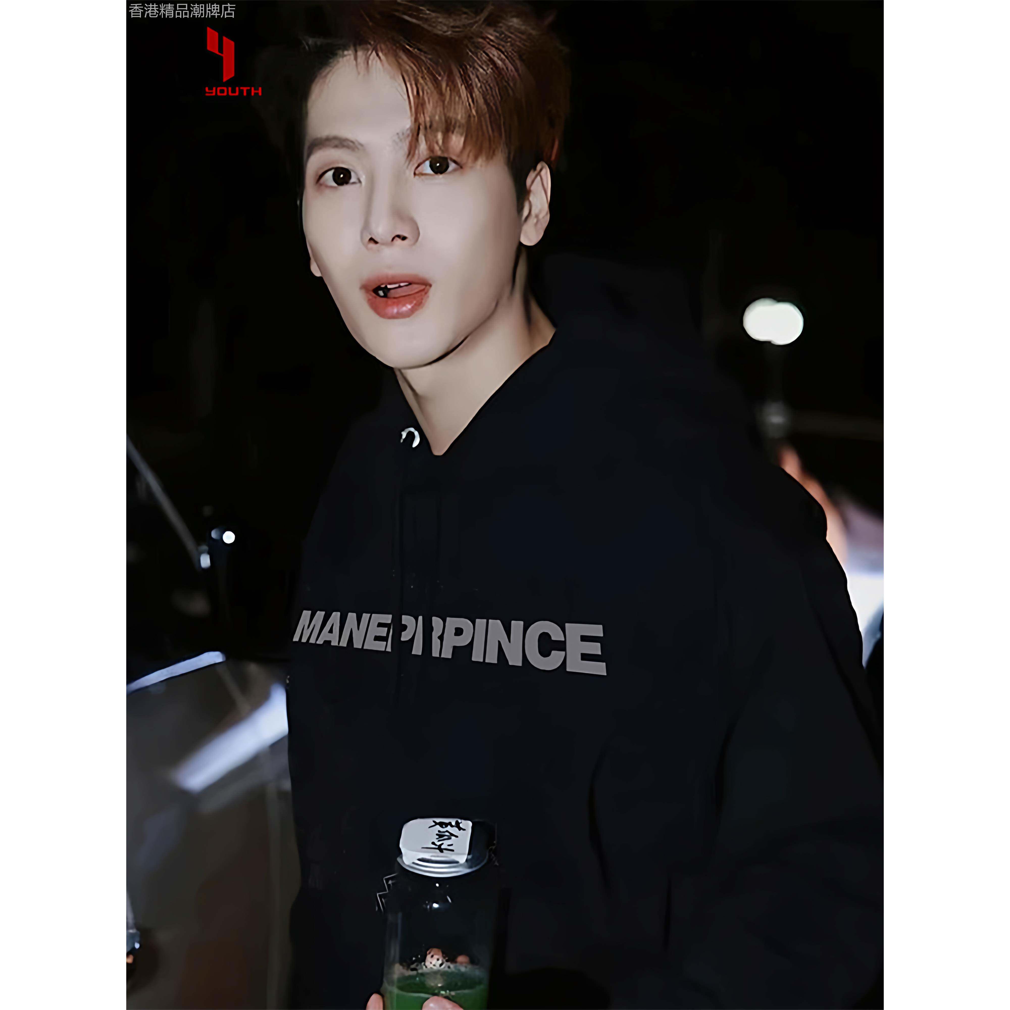 香港潮牌王嘉尔同款连帽卫衣男秋冬加绒美式印花外套重磅内搭帽衫