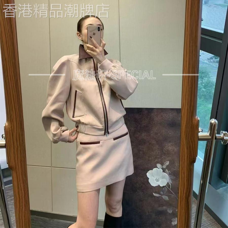撞色套装裙两件套女2026春季新款宽松休闲风长袖外套+短裙欧洲站q