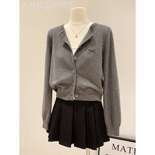 针织开衫女士春秋薄款2025新款高级感小个子短款宽松毛衣外套上衣