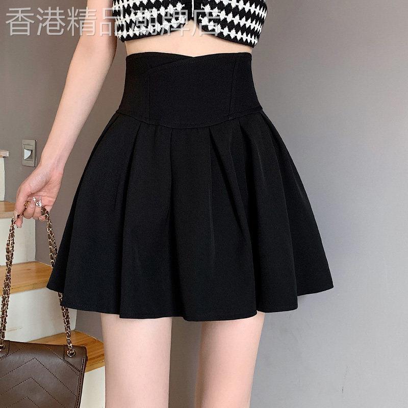 黑色半身裙女夏季薄款2026新款高腰显瘦a字短裙小个子百褶伞裙裤