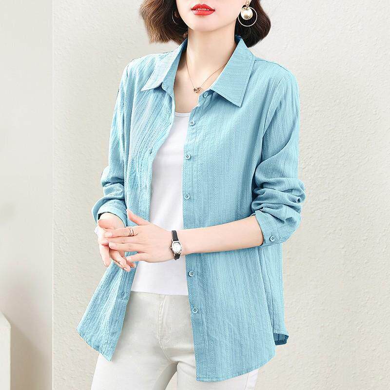 春秋长袖纯棉衬衫女2026年新款春装大码上衣休闲时尚显瘦衬衣外套