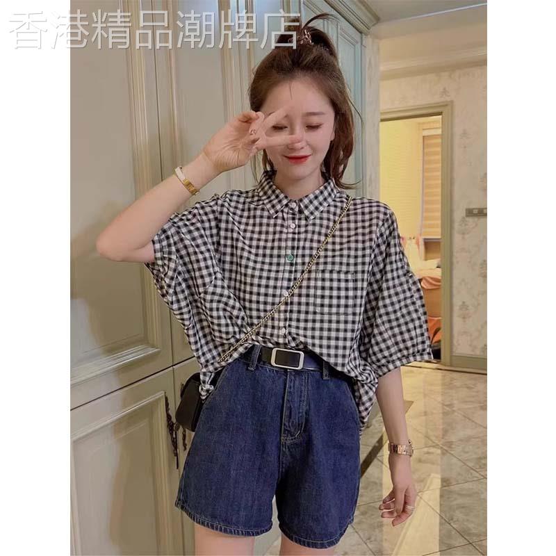 格子衬衫女2026新款夏季Polo领高级感轻奢减龄洋派小衫雪纺上衣女