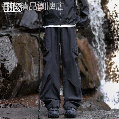 高端速干工装冲锋裤男款夏季薄款2026新款户外冰丝宽松直筒登山裤