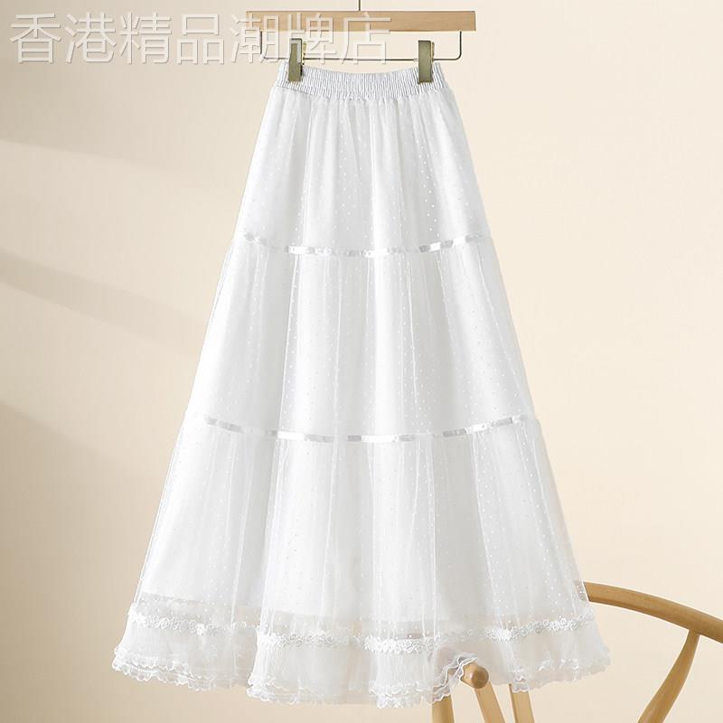 花边蛋糕裙网纱半身裙2026春夏季新款复古高腰显瘦气质仙女裙子女