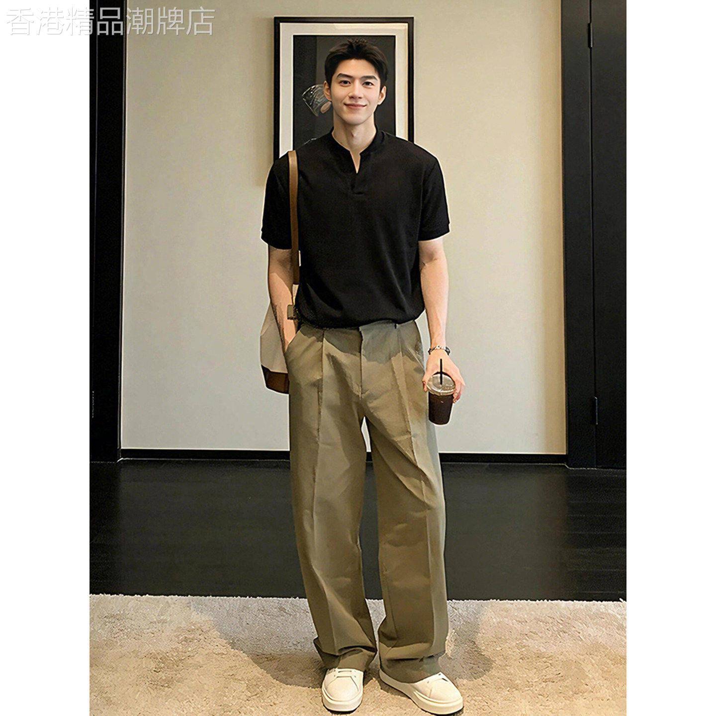 潮牌人夫感ootd垂感亚麻时尚西裤男士夏季老钱风高级感百搭休闲裤