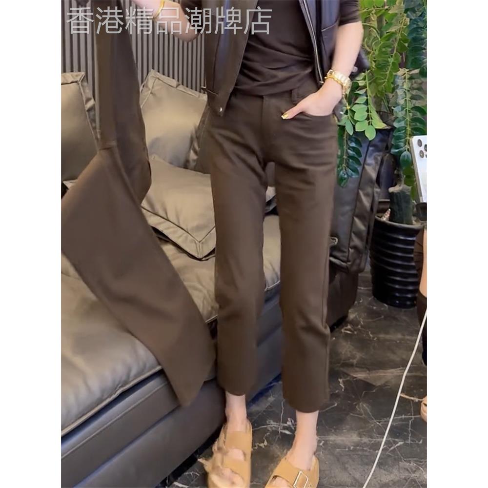 潮牌韩版高腰显瘦八九分直筒牛仔裤2025春秋季大码覆古修身烟管裤