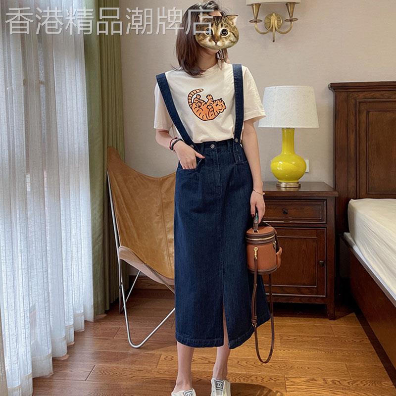 休闲套装女夏季2026年新款韩版时尚洋气短袖t恤背带牛仔裙两件套