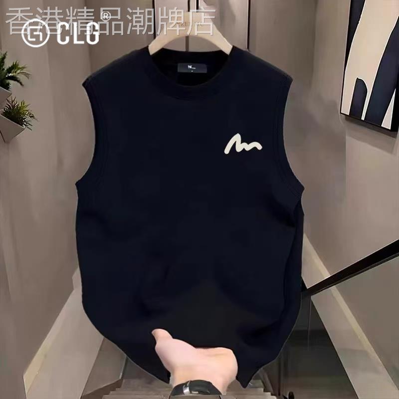 香港CLG潮牌夏季背心男外穿运动无袖t恤纯棉宽松大码男装坎肩上衣