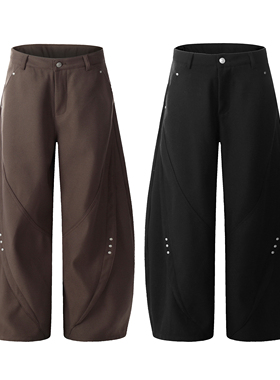 Goinsk 铆钉立体裁剪弯刀休闲裤Cleanfit长裤春秋男垂感阔腿裤子