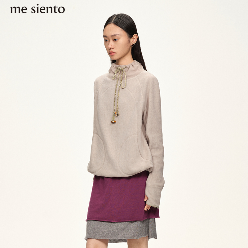 mesiento编绳穿木珠宽松卫衣