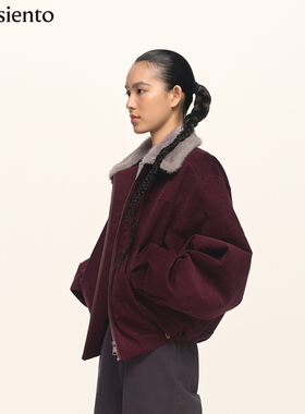 me siento 25AW灯芯绒翻领短款棉衣棉服女