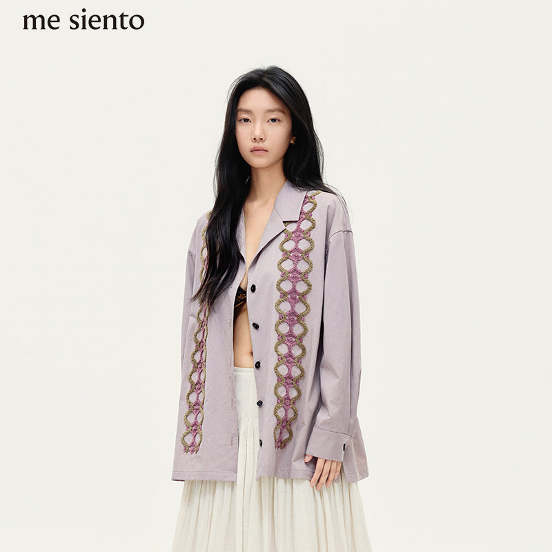 me siento 26SS西装领毛巾绣衬衫开衫
