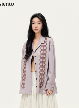 me siento 26SS西装领毛巾绣衬衫开衫