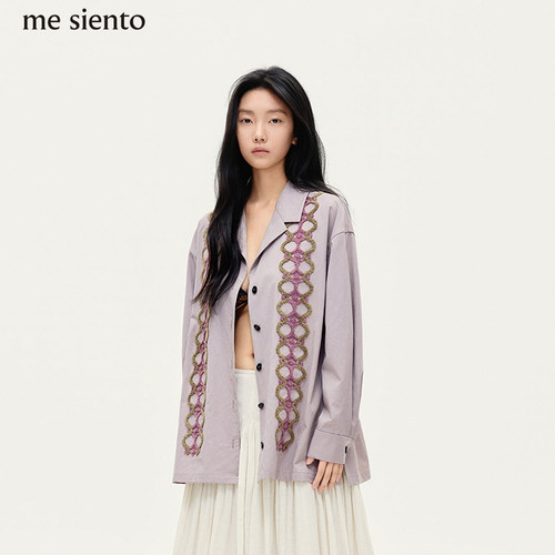 me siento 26SS西装领毛巾绣衬衫开衫